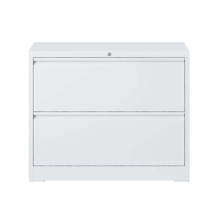 Lateral File Cabinet 2 Drawer, Locking File Cabinet With Anti Tip Interlock, Heavy Duty Storage For Letter / Legal / A4 Files - White
