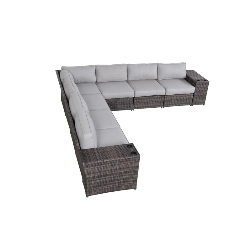 Modern Rattan Wicker Seating Group With Cushions