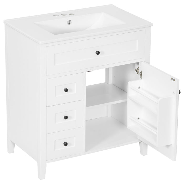 Bathroom Vanity With Sink, 3 Drawers And Adjustable Shelf, Freestanding Storage Unit