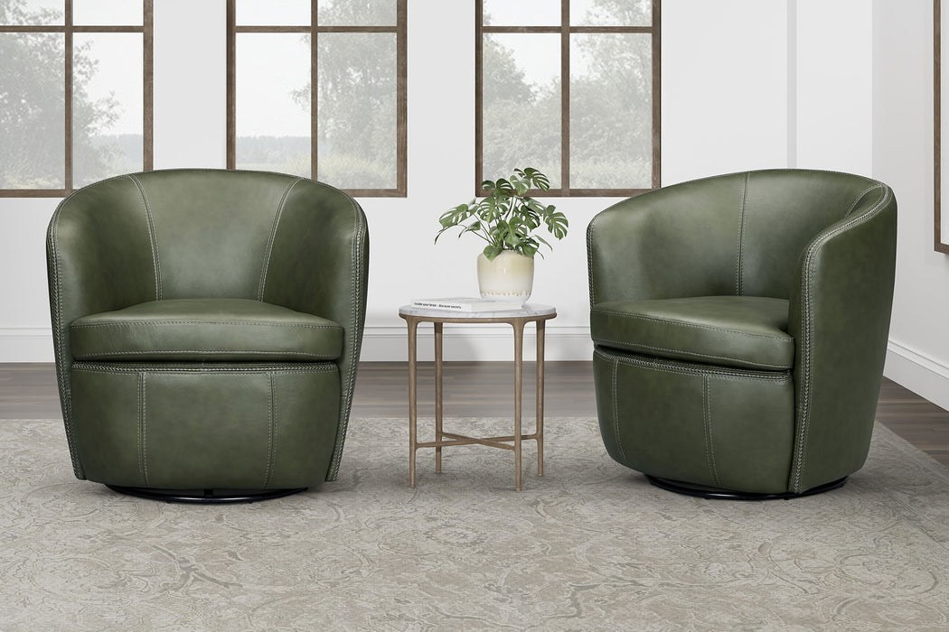 Barolo - 100% Italian Leather Swivel Club Chair (Set of 2)