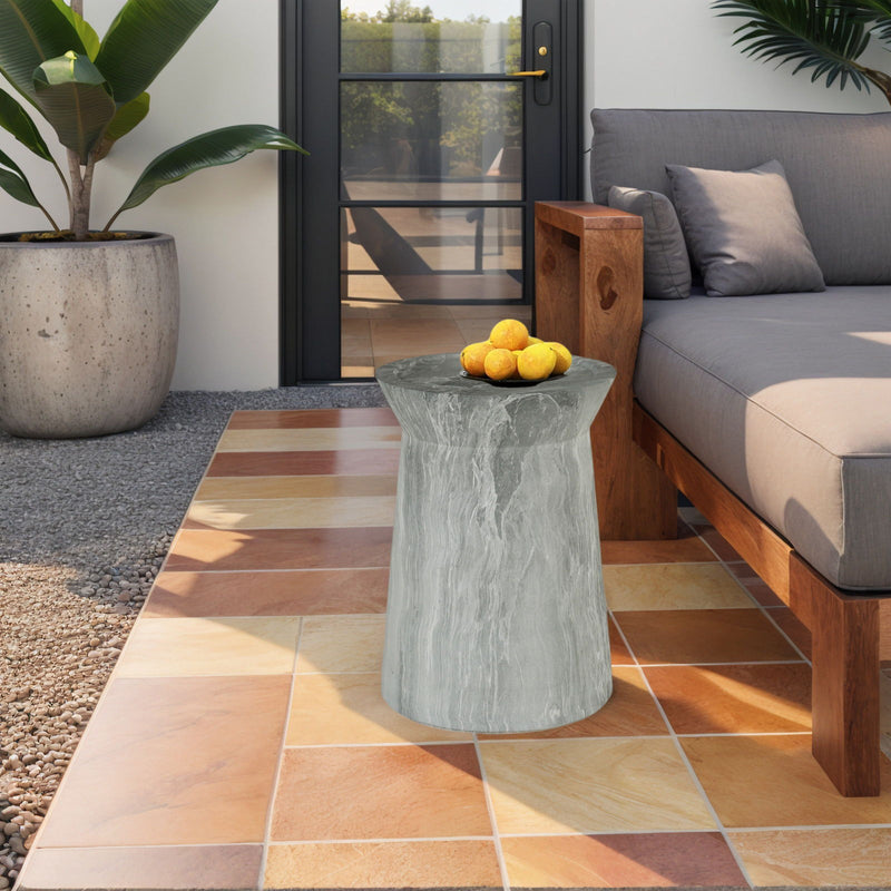 Round Outdoor End Table - Marble