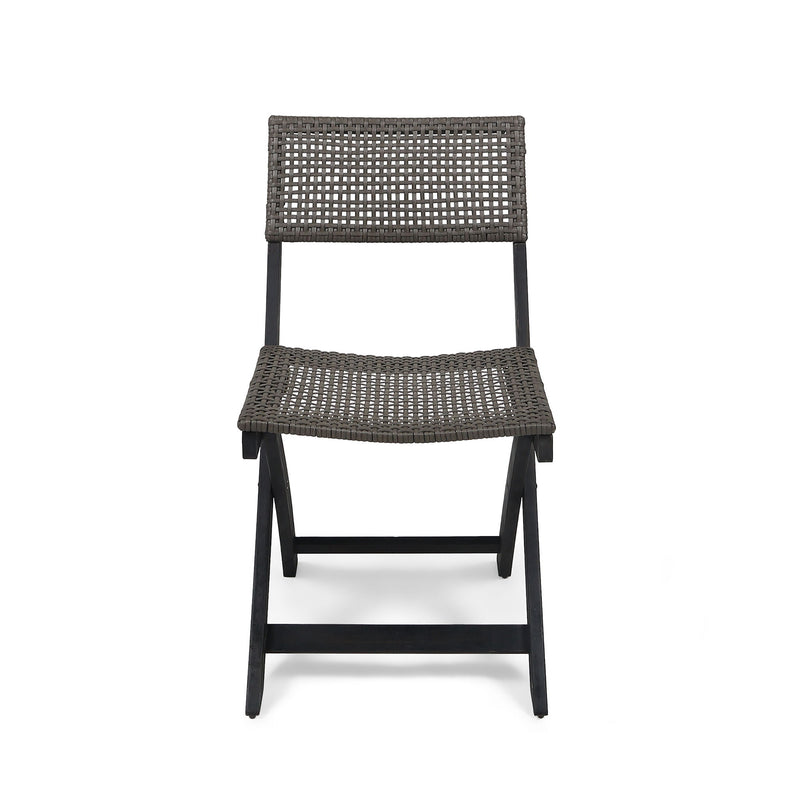 Bistro Foldable Chair With Wicker Backrest