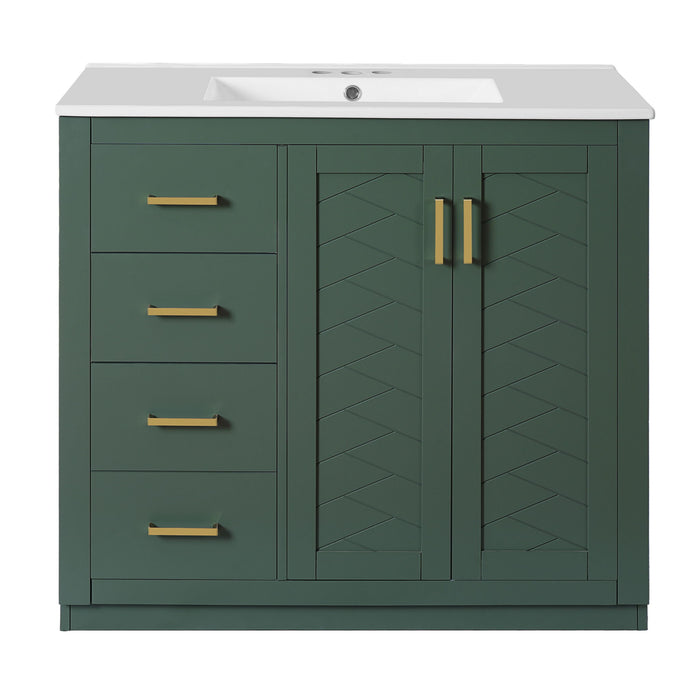 Bathroom Vanity With Sink Combo, Storage Cabinet, Freestanding Set With 3 Drawers & Soft Closing Doors