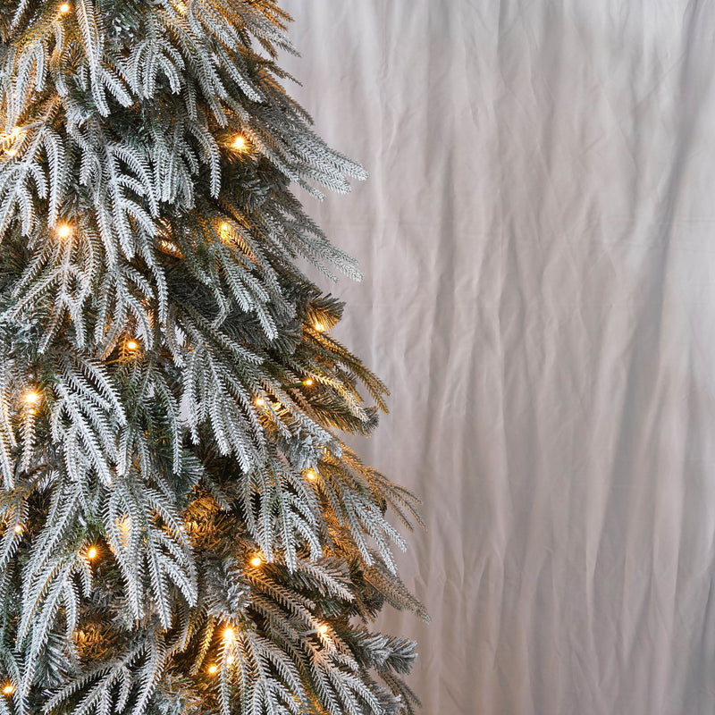 Snowy Cascading Christmas Trees 3 Piece Set With Warm LED Lighting, Flocked Weeping Branches, Multi Level Indoor Decor - Green