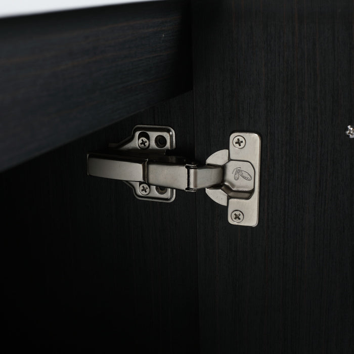 Modern Wall Mounted Bathroom Vanity With Left Sink And Storage Rack