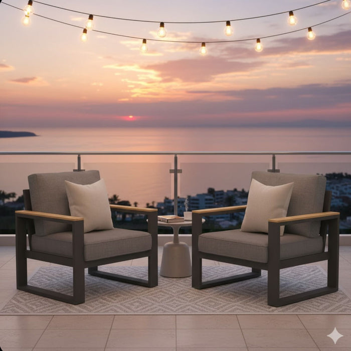 All-Weather Patio Armchairs With Thick Cushions (Set of 2)
