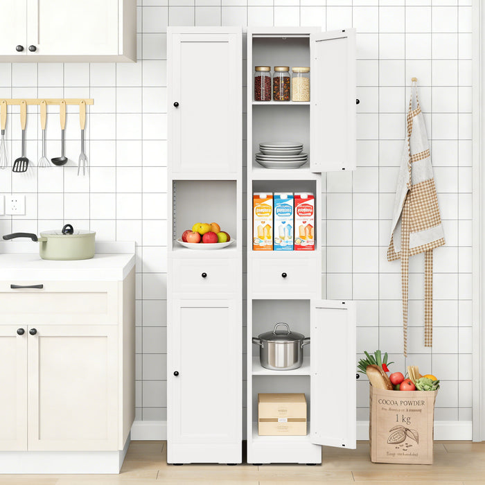 Tall Narrow Bathroom Cabinet With 5-Tier Storage, Adjustable Shelves, Freestanding - White
