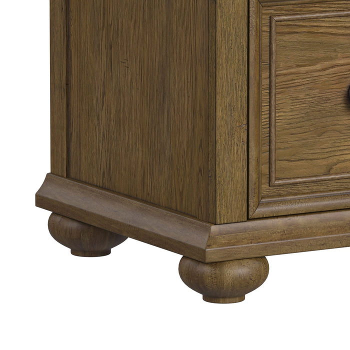 Heritage & Home Nightstand with USBC in Oak Brown