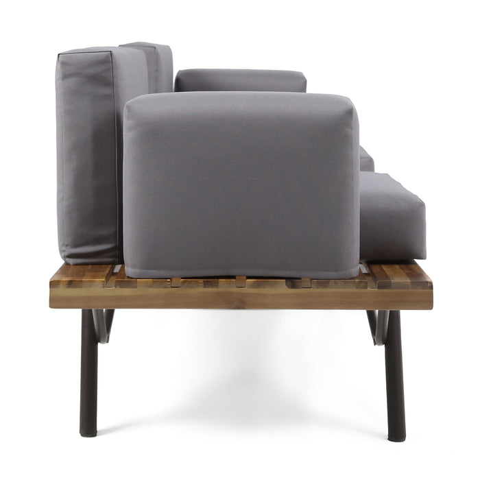 2 Piece Patio Set With Loveseat And Coffee Table - Natural / Dark Gray