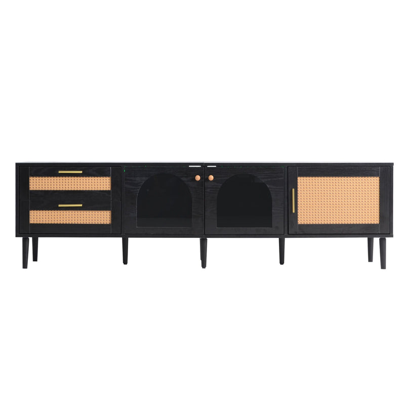 TV Stand With App-Controlled LED Lights, 2 Drawers & Door Storage