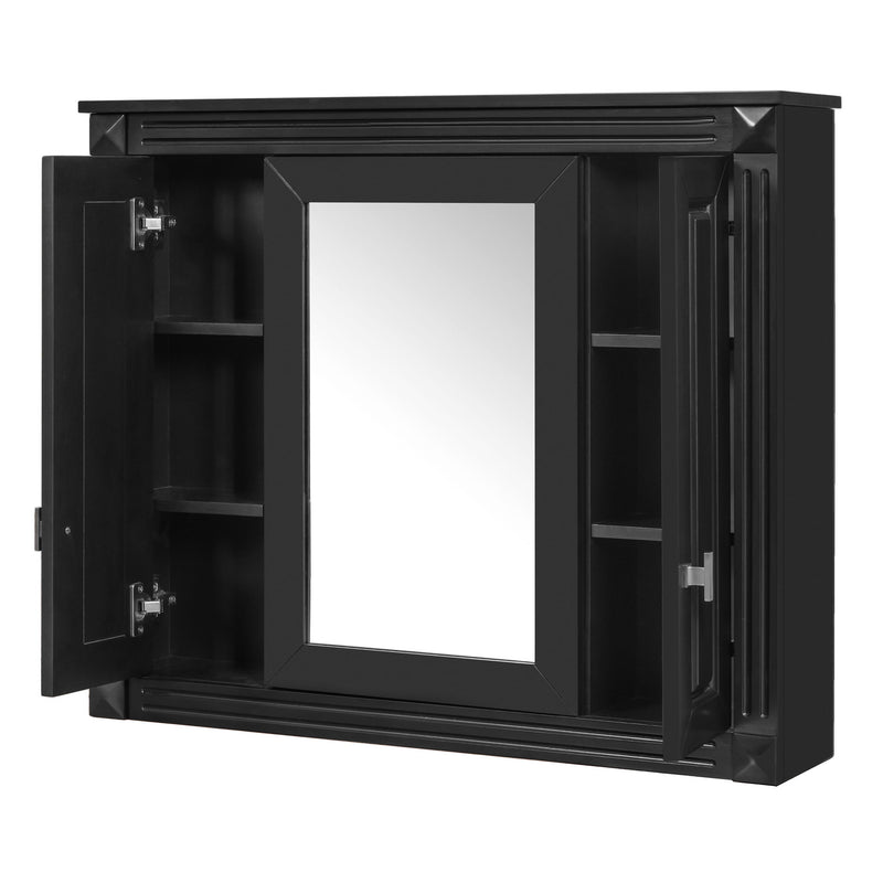 Wall Mounted Bathroom Cabinet With Mirror And 5 Shelves, Rectangular Design