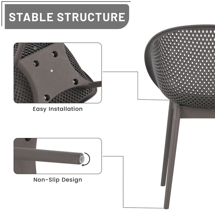 2 Piece Durable Single Chair With Hollow Out Design