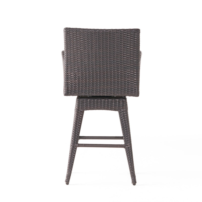 Outdoor Modern Rattan Swivel Barstool With Tapered Legs - Beige / Multibrown