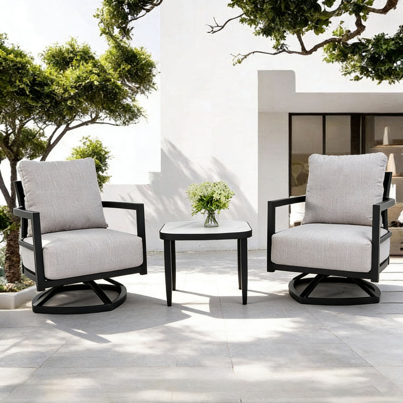 Outdoor Patio Furniture, Chat Set, Sunbrella Cushions And Side Table