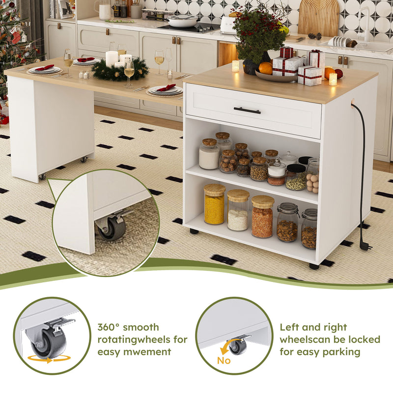 Expandable Kitchen Island With Power Outlet