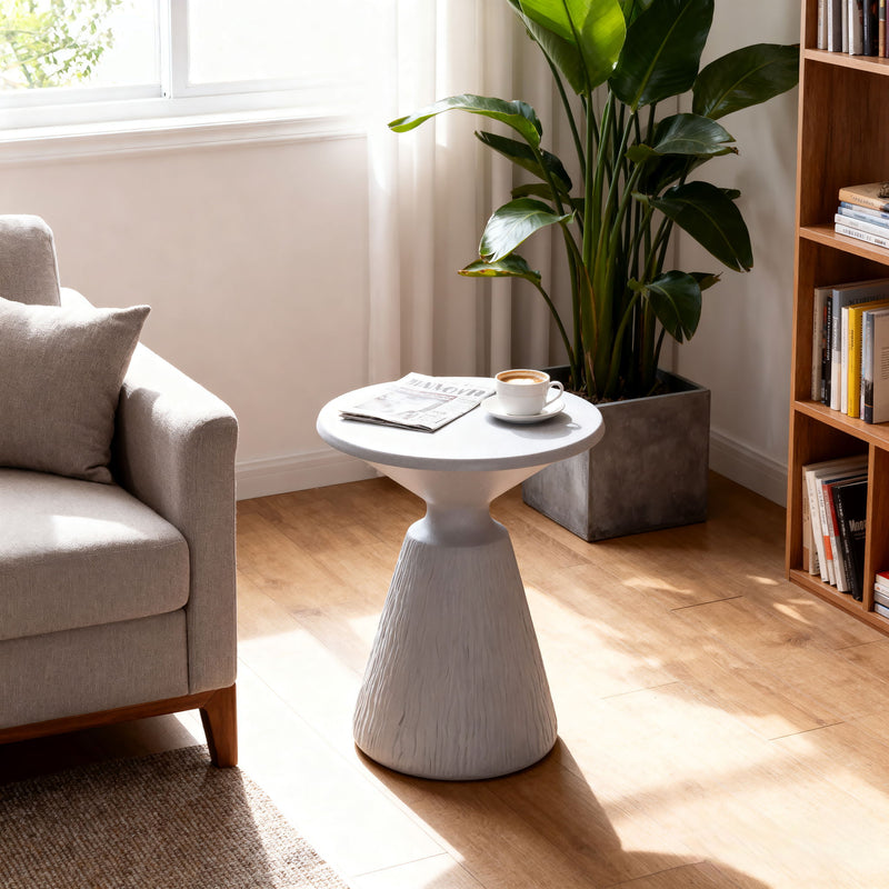 Outdoor End Table, Round Garden Stool - Aqua Gray