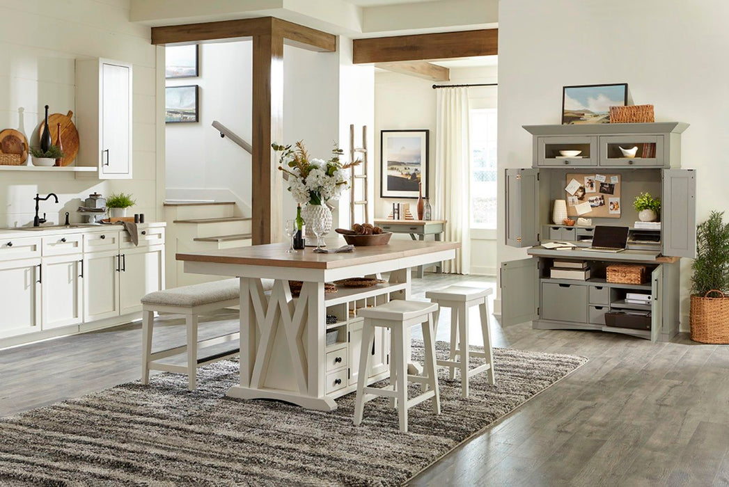 Americana Modern Dining - Island Counter-Height Extendable Dining Table - Cotton