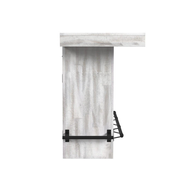 Rogen Rustic Bar Table with Ice Tray, USB and Power in Rustic White