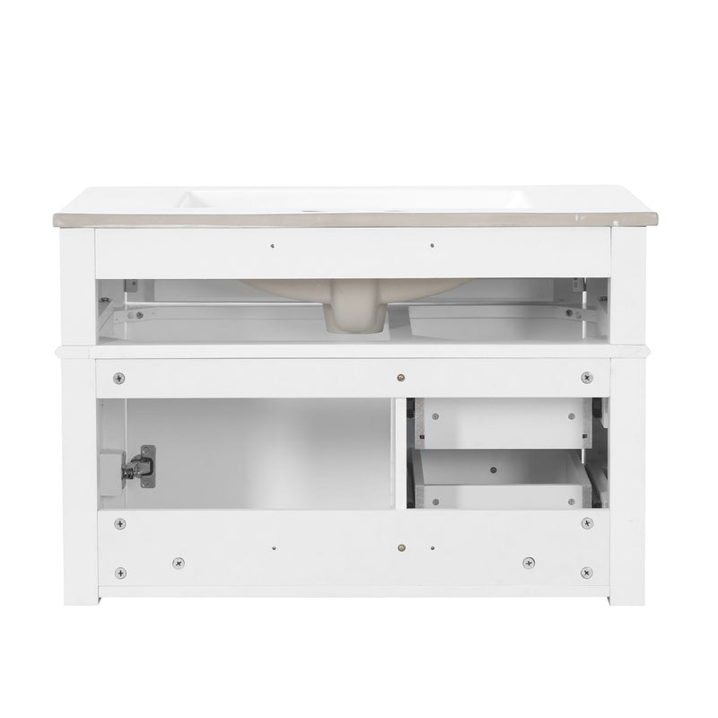 Wall Mounted Bathroom Vanity With 2 Drawers, 1 Tip Out Drawer, 3 Holes Sink