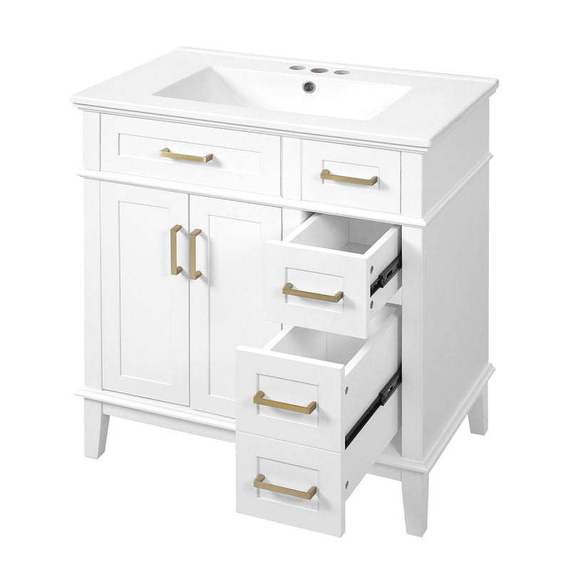 Modern Bathroom Vanity With Ceramic Sink, Soft Close Storage Cabinet