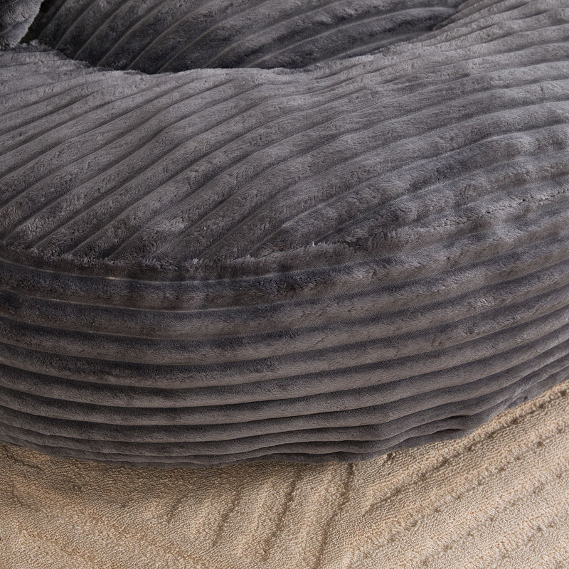 Oversized Bean Bag Chair With 3 Pillows & Armrest - Dark Gray