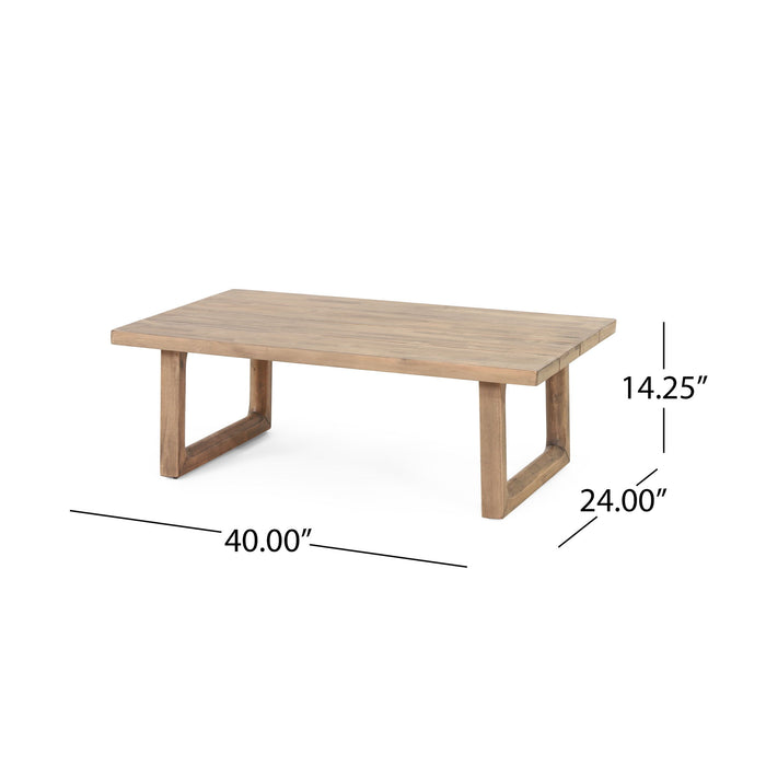 4 Pieces Acacia Wood Patio Furniture Set, Outdoor Furniture With Coffee Table, Patio Conversation Set Deep Seating With Soft Cushion, Porch Chairs For Backyard Porch Balcony - Brown Wash / Beige