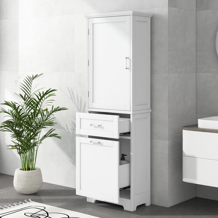 Tall Freestanding Bathroom Storage Cabinet With Adjustable Shelf And 2 Drawers