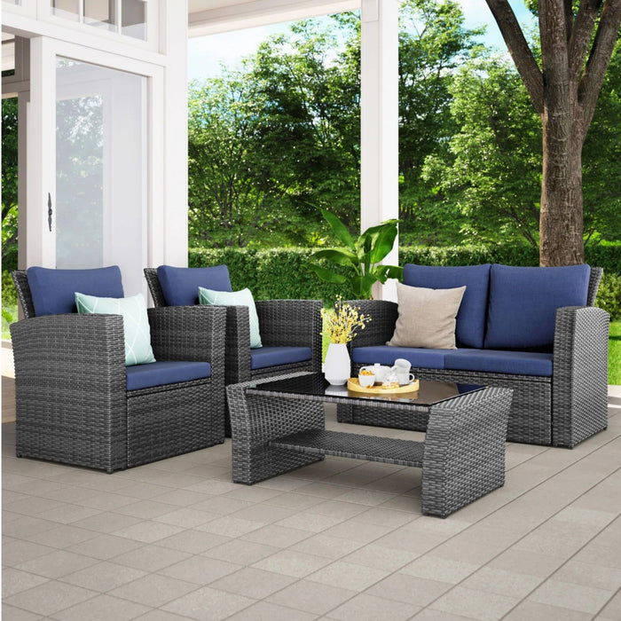 Modern Patio Set With Table And Cushions