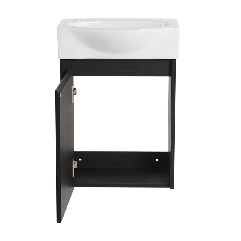 Modern Bathroom Vanity With Ceramic Basin, Wall Mounted Floating Sink Combo, Storage Cabinet