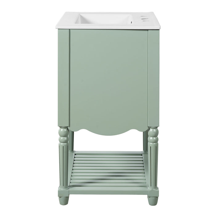 Wave Design Bathroom Vanity With Sink, 2 Drawers And Open Shelf