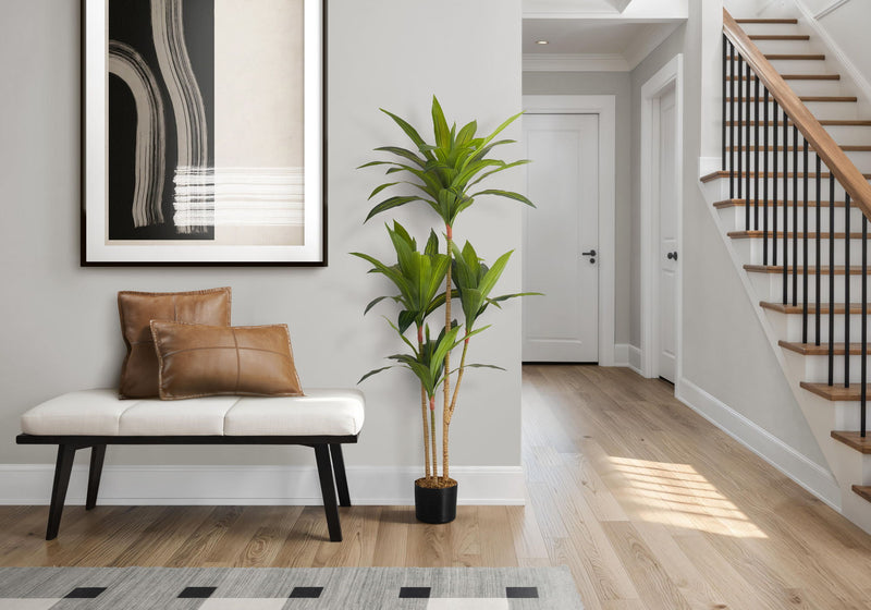 51" Tall, Artificial Plant, Dracaena Tree, Indoor, Faux, Fake, Floor, Greenery, Potted, Real Touch, Decorative - Green / Black