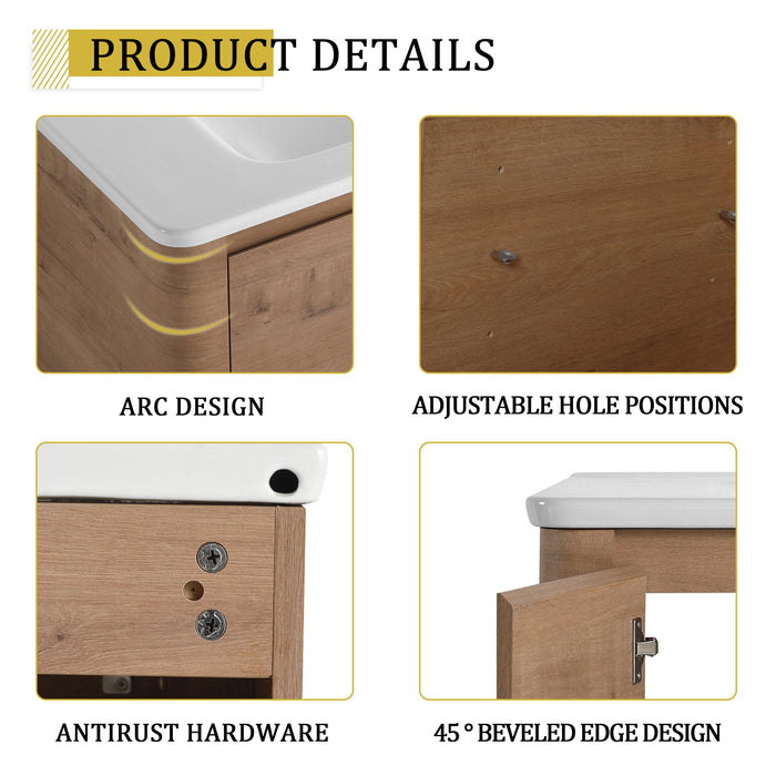 Soft Close Door Freestanding Bathroom Vanity With Sink, 1 Small Storage Cabinet