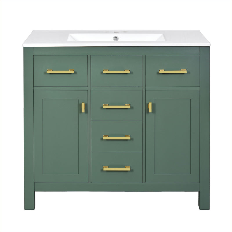 Bathroom Vanity With Sink, Cabinet With 4 Drawers & 2 Soft Close Doors, Rectangular Storage Unit For Bathroom