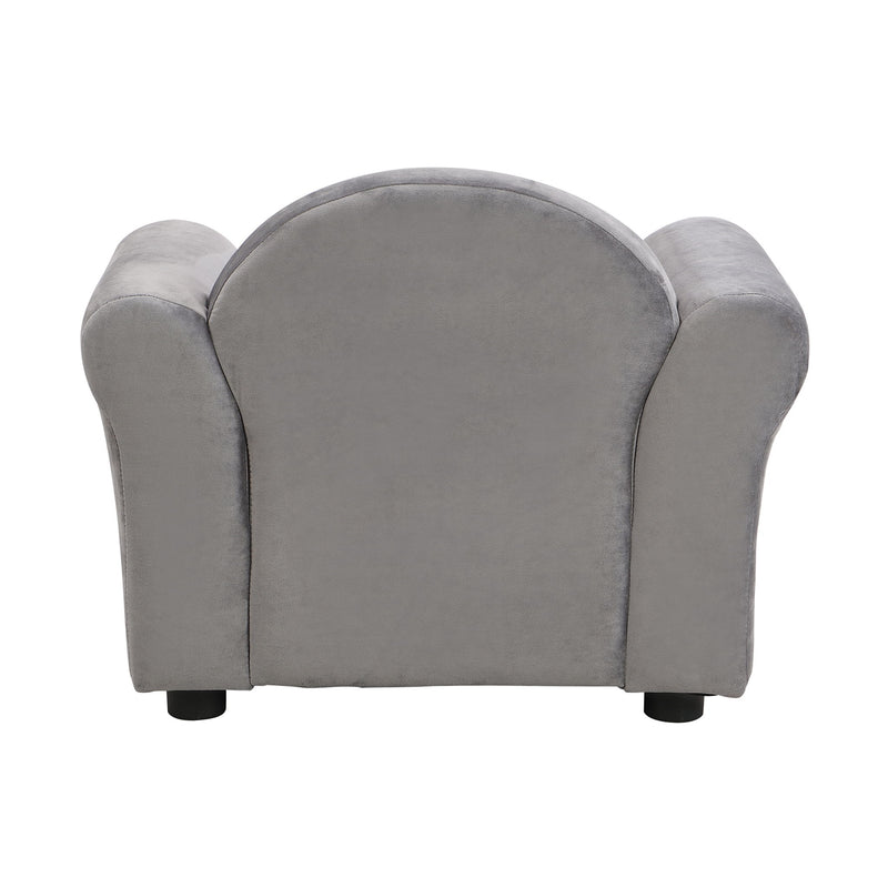 Kids Velvet Upholstered Chair With Ottoman For Comfortable Seating - Gray