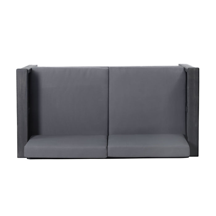 Acacia Wood Loveseat And Coffee Table Set With Cushions