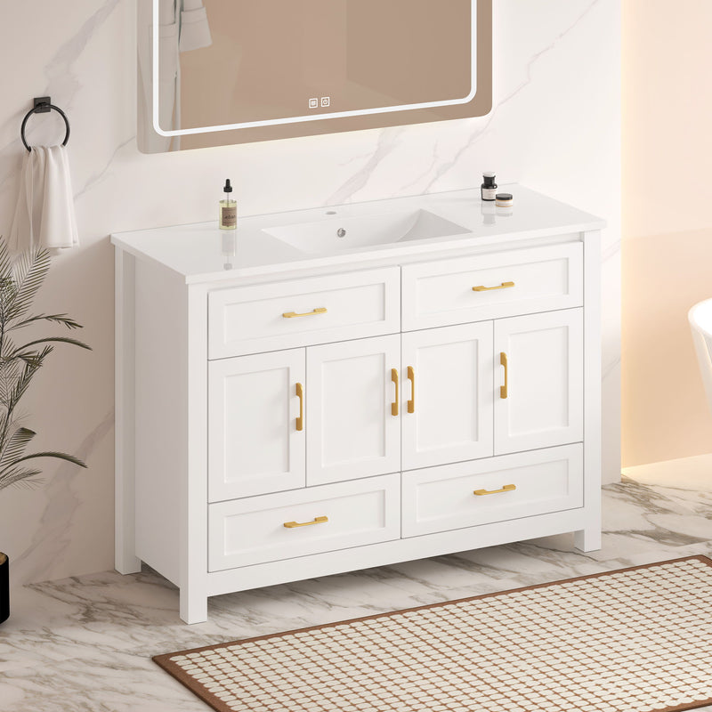 Bathroom Vanity With Sink Combo, 4 Soft Close Doors And 4 Drawers