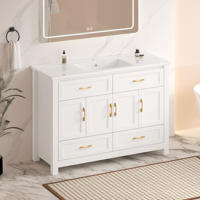Bathroom Vanity With Sink Combo, 4 Soft Close Doors And 4 Drawers