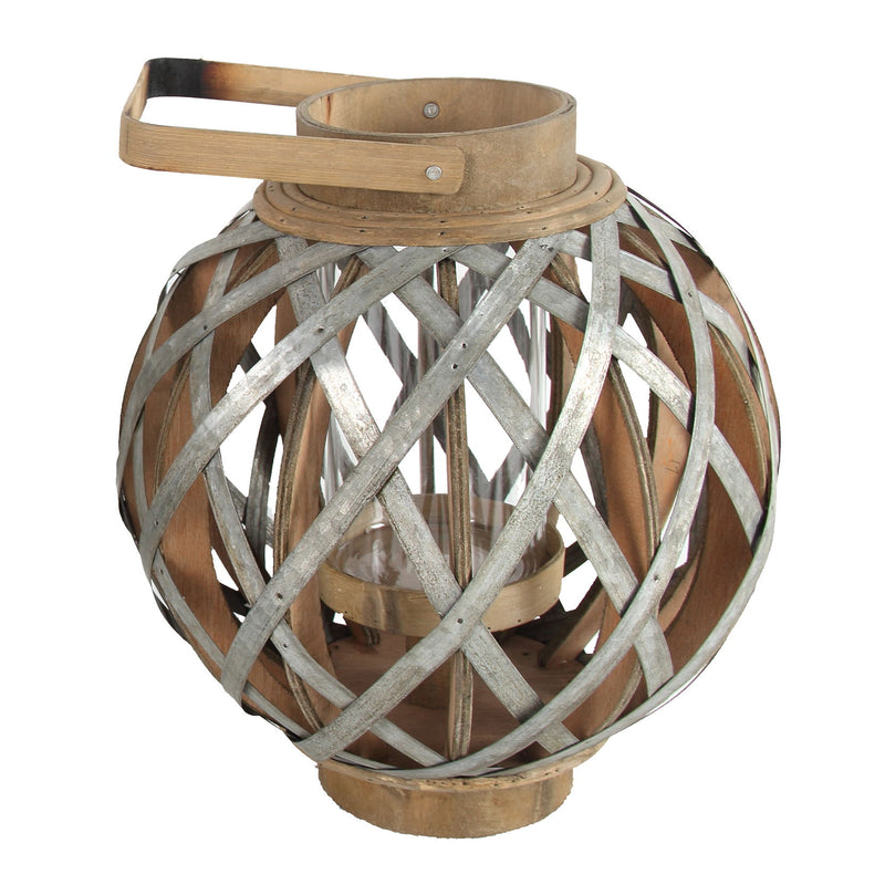 Decorative Lantern With Handle, Wooden Lantern For Indoor Outdoor, Home Garden, Wedding - Silver