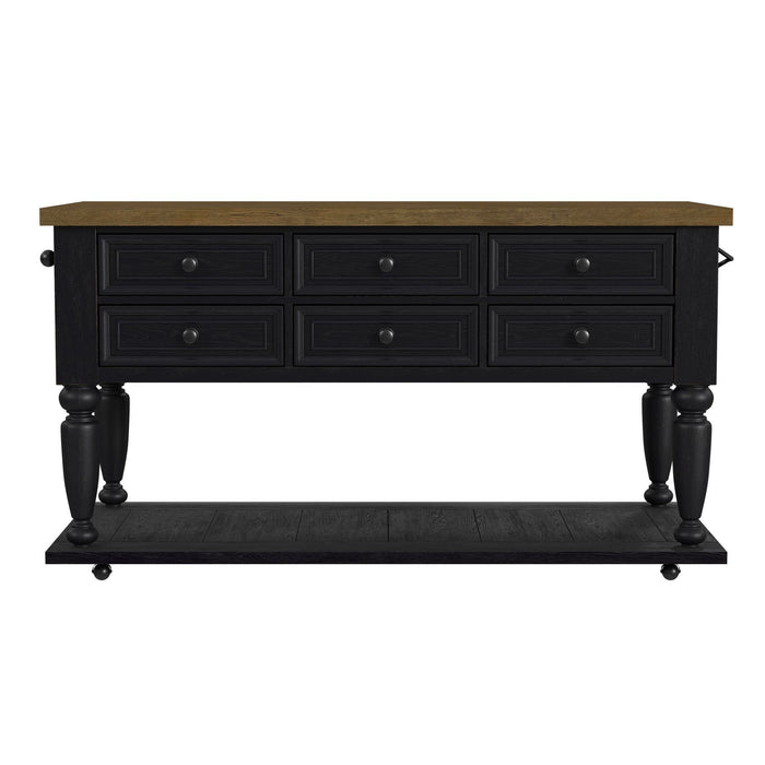 Heritage & Home - Kitchen Island With Casters - Oak Brown And Black