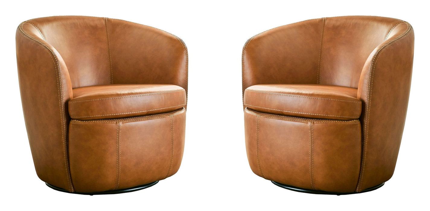Barolo - 100% Italian Leather Swivel Club Chair (Set of 2)