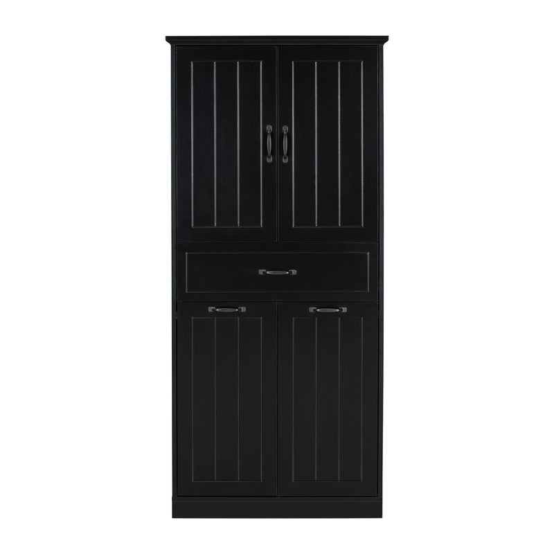 Modern Bathroom Storage Cabinet With Two Laundry Baskets, One Drawer, Adjustable Shelf