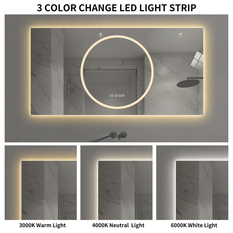 LED Vanity Mirror With Anti Fog & Dimmable Lights, Wall-Mounted - Antique Silver