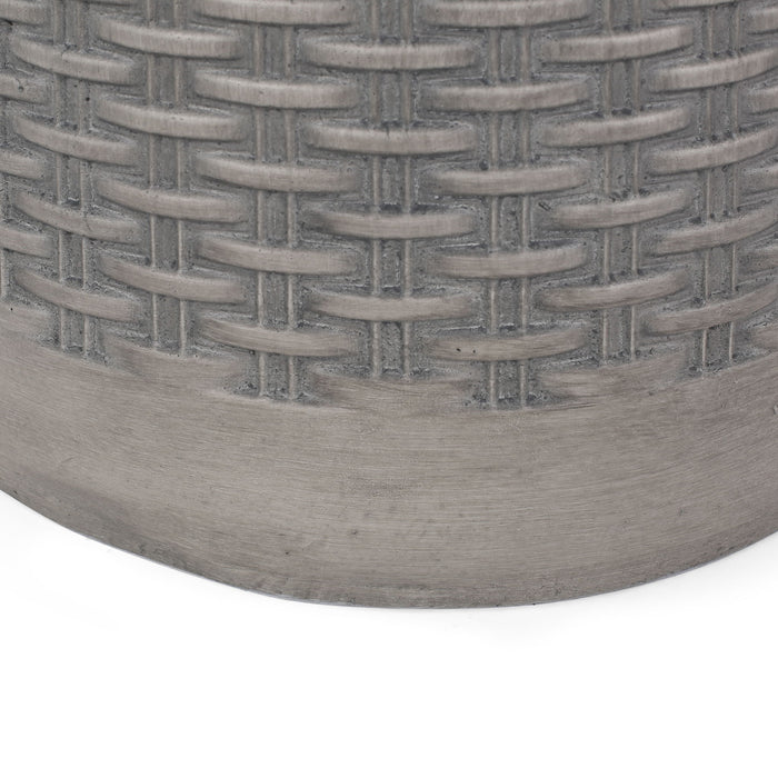 Outdoor Lightweight End Table Round Concrete Outdoor Side Table - Natural
