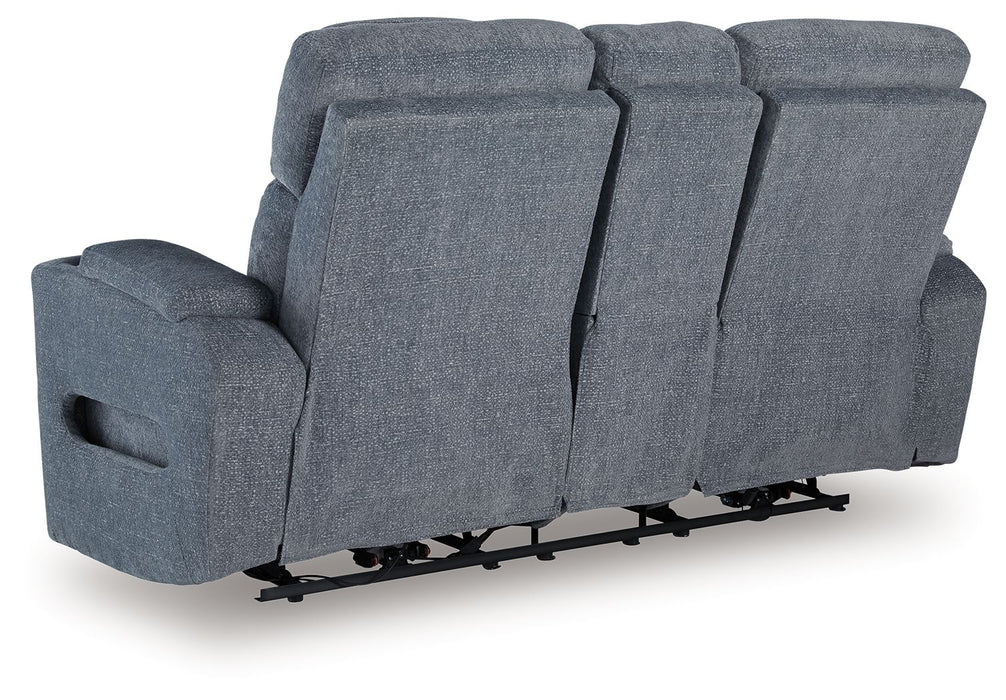 Studio Cave - Power Reclining Loveseat with Console - Steel