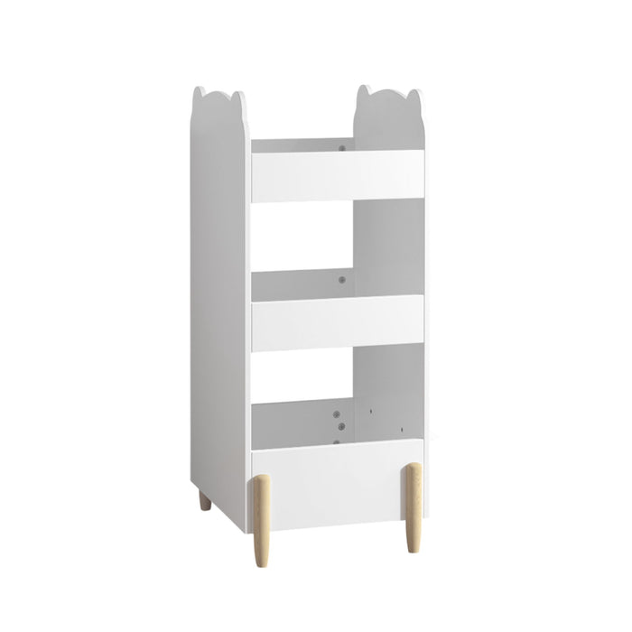 Bear Shaped Bookshelf With Chalkboard Side, 3 Tier Storage Organizer For Playroom - White