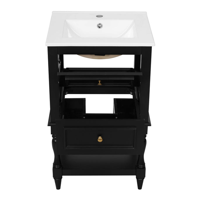 Retro Design Bathroom Vanity With Sink, 2 Drawer Storage Cabinet