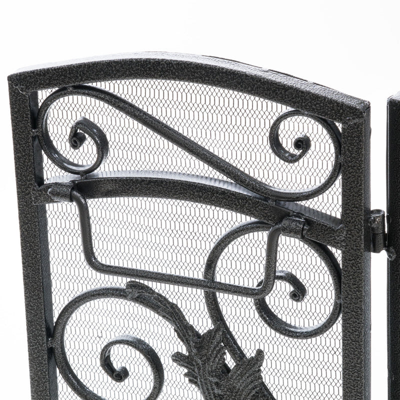 Mariella - Traditional Floral Iron Fireplace Screen With Ornate Design
