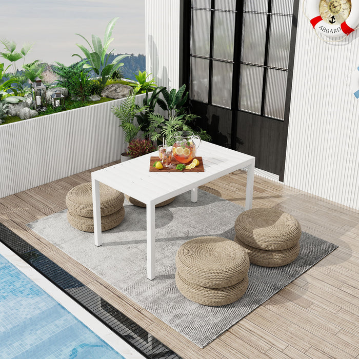 Modern Long Table, UV Resistant And Rust Proof, Pp Tabletop, UV Resistant Powder Coated Metal Legs - Snow White