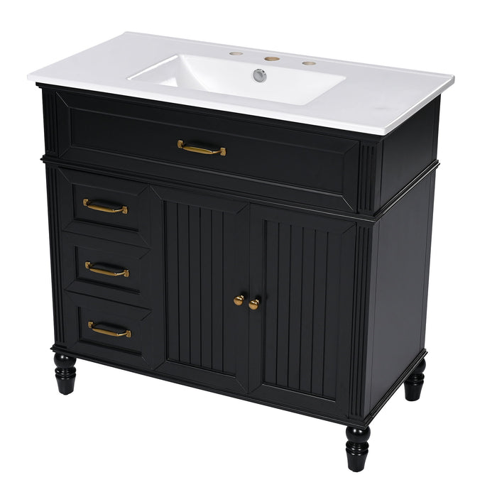 Bathroom Vanity With Sink, 2 Doors 2 Drawers, Freestanding Design