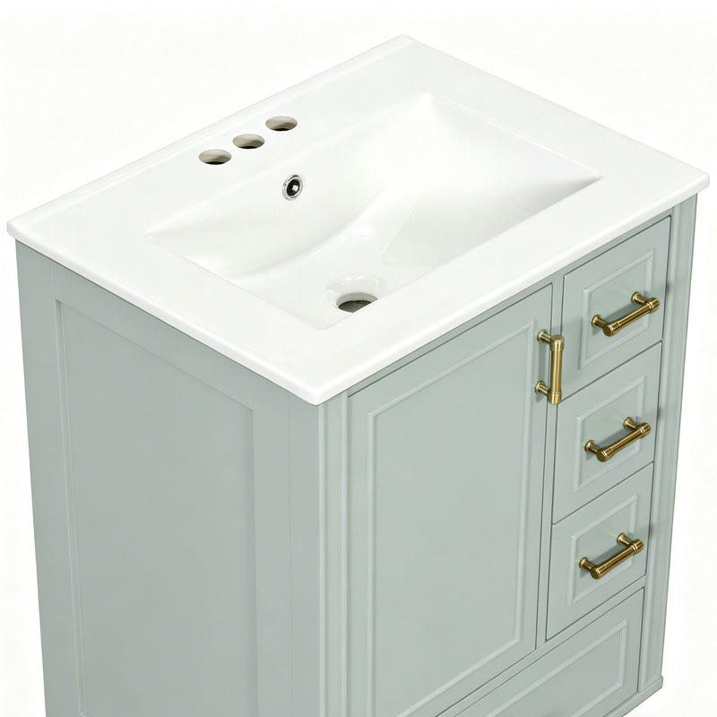 Modern Bathroom Vanity With Sink, Soft Close Doors, 3 Drawers